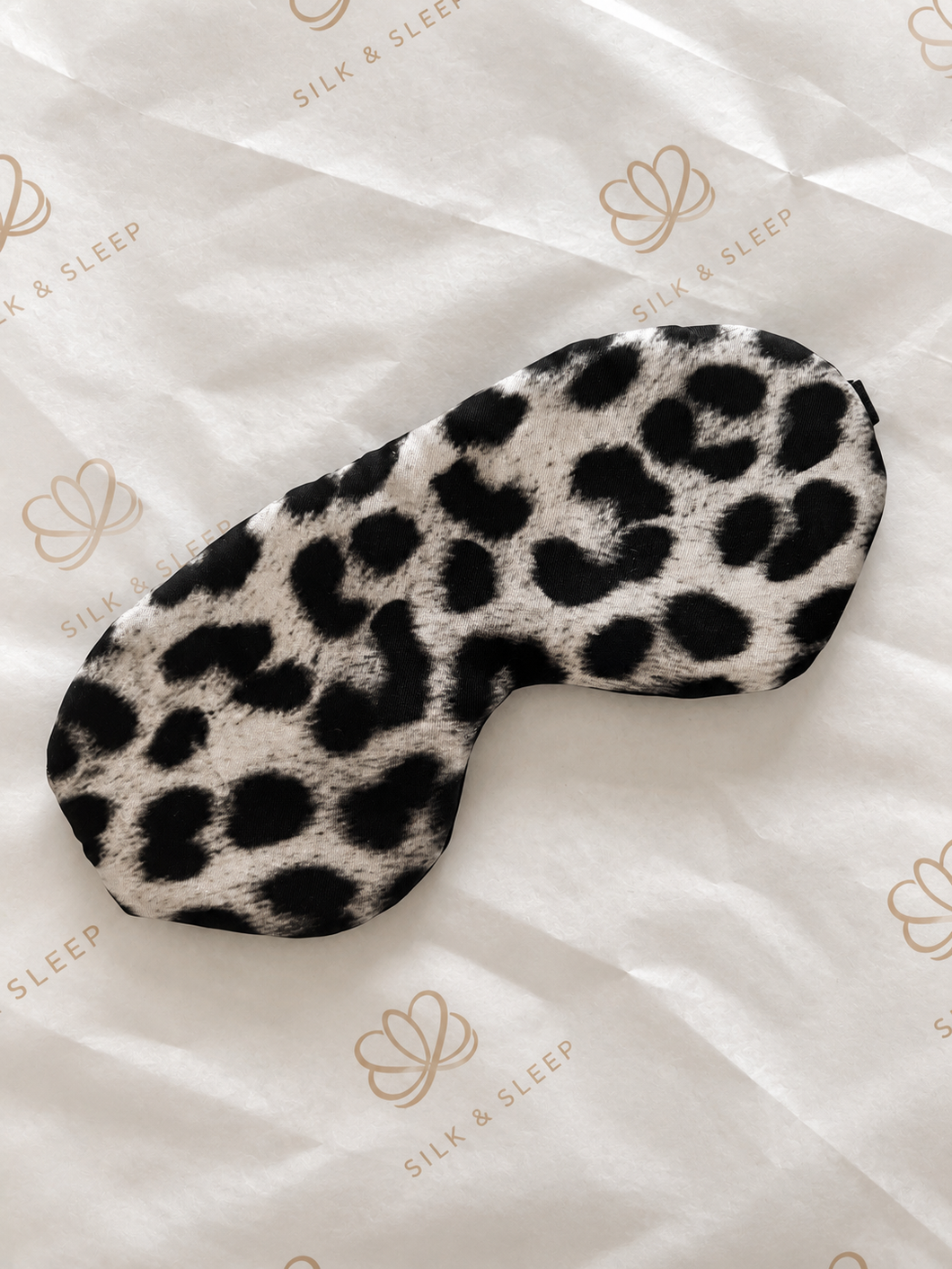 SILK & SLEEP šilkinė miego kaukė iš 100 % Mulberry šilko animalistinio rašto šilkas