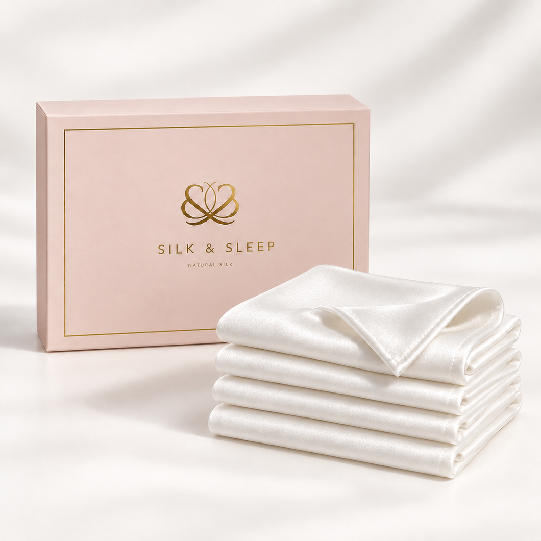 Natural Mulberry silk face towels | 25 momme | 30x30cm 4 pcs.