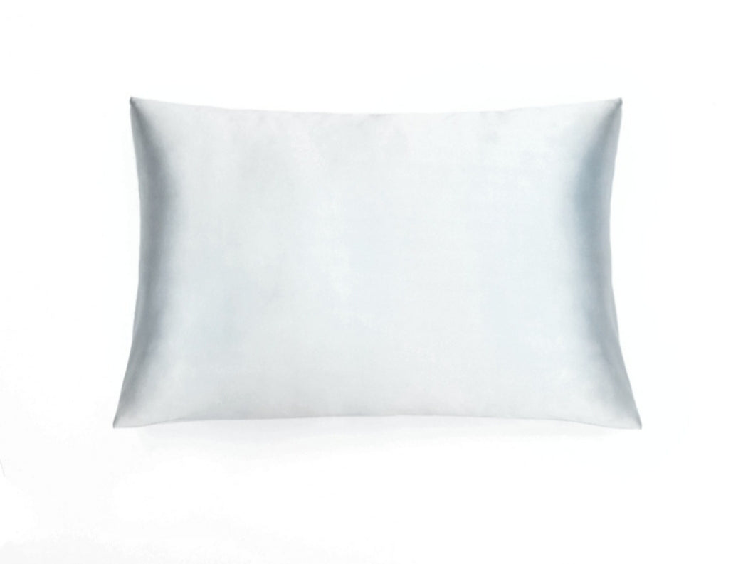 100% Natural Mulberry silk pillowcase MARLENA, color light gray, model Cambridge, 22 and 25moms silk